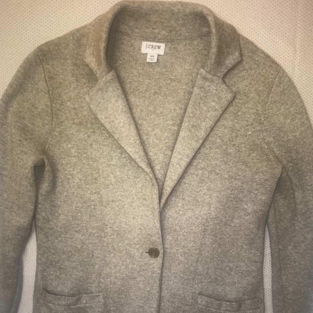 J. Crew Knit Schoolboy Sweater Blazer One-Button Cotton Stretch Gray Size XS